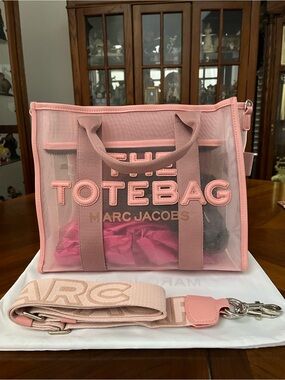 Pretty Pink Bold Logo Mesh Tote Bag!